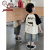 奥特曼儿童T恤2024夏装新品韩版宝宝休闲T恤可爱熊猫印花拼色男童短袖 黑杏拼色 90cm