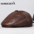 BANDICOOT品牌新款皮帽子保暖鸭舌帽男牛皮护耳冬帽户外老人真皮前进帽 棕色 L(55-56cm)