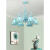 花灯罩地中海风格蓝色吊灯简约温馨客厅灯卧室灯餐厅儿童房装饰灯 淡蓝色3头+玻璃灯罩