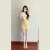 小香风连衣裙套装女高级感纯欲甜辣妹黄色包臀短裙夏季穿搭一整套 杏色上衣+黄色短裙 XL码 110-120斤