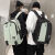 创木森双肩包男休闲韩版旅行背包女撞色时尚电脑包潮流高中学生运动书包 黑色