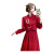 TAO HAN新中式改良旗袍红色连衣裙女春季小个子敬酒服2024新款订婚礼服裙 酒红色两件套 S