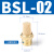 长头铜尖头平头电磁阀消声器可调节流塑料消音器BSL01020304 BSL01螺纹1分