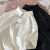 英梵度中国风男装复古风夏金属盘扣暗纹花卉设计感大码白短袖衬衫 杏色 衬衫 L 110-130斤