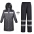 防暴雨保安劳保物业雨衣长款全身连体男反光双层防水加厚外套雨衣 黑风衣（布内里） XL