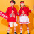 迪士尼（Disney）六一儿童啦啦队演出服幼儿园中国风表演啦啦操中小学生运动会开幕 红短袖+白长裤+发带 男女同款 100cm