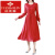 俞兆林中年妇女妈妈连衣裙子50岁50到60岁新款高档早秋装长袖气质红色裙 红色 M