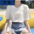 Lee NELLY纯棉白色T恤女短袖2024年新款女装鸡心领夏装上衣 白色- [纯棉] L 建议[100-115斤]