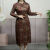 ABFA春夏天穿的30-40岁妈妈婆婆旗袍中年装季复古长袖连衣裙女秋大码 酒红色 XL建议85105斤左右
