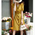 拉夏贝尔（La Chapelle）夏季通勤亚麻连衣裙女2024新款法式轻奢收腰显瘦短袖气质衬衫裙 杏色 M