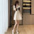 乔骏晟2024夏季女装法式感泡泡袖白色连衣裙女夏设计小众西装裙 米白色 2XL