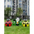 户外卡通动物熊猫分类垃圾桶玻璃钢雕塑游乐园商场用美陈装饰摆件 柠檬黄 98挎包男孩垃圾桶