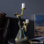 OQB烛光晚餐套装烛台欧式创意摆件北欧浪漫道具现代简约蜡烛餐桌家居 （加大款）蓝色侍女烛台一对蜡烛