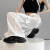 纪堡驰工装裤女夏季薄款美式欧风新潮流高腰裤阔腿裤 炭灰色 S(身高154-159cm)