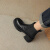 蓓蒂丹洛（PEDIDNRO）马丁靴女冬季新款圆头防水台加绒短靴女羊皮中跟时尚女靴及裸靴 黑色 单层 34