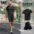 KBZ轻奢潮牌冰丝运动套装男跑步健身服上衣速干t恤夏季训练篮球装 黑色 （冰丝 微孔 速干） L （130-145斤）