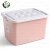 军澜 170L粉红色 透明收纳箱玩具杂物收纳盒衣服整理盒塑料带轮
