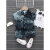 蝶泣韩系婴儿衣服男童夏装潮流水墨艺术印花图案两件套1一4周岁男宝宝 灰色 80cm