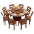 太将玖新中式实木餐桌现代家用客厅餐厅吃饭桌子 1.8米圆桌+12椅带转盘