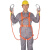 五点式高空安全带双背全身保险带建筑工地户外作业防坠安全绳套装 国标单小钩2米 半身式