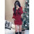 静洛雅酒红色连衣裙裙子女2023年秋冬新款感复古新年圣诞战袍针织毛 酒红色新年圣诞战袍 s