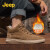 吉普（JEEP）【官方授权】Jeep（吉普）男鞋2022秋冬新品户外时尚复古风纯色板 中帮卡其色加绒款 38