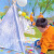 览纳儿童手绘帐篷diy手工绘画涂鸦彩绘三角帐篷幼儿园户外活动游戏屋 1.1米帐篷+丙烯12色+画笔