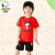 史努比（SNOOPY）儿童夏款男女童套装儿童短袖纯棉T恤中小大童运动两件套童装 短袖上领红色-黑色短裤-1950 130