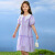 爱兰婷女童连衣裙2024夏装新款洋气娃娃领中大儿童裙子夏季小女孩公主裙 紫色连衣裙 170cm亲子码