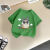 纳多猫儿童夏季洋气短袖T恤2024新款男童女童宝宝上衣中小童夏装 墨绿猫头鹰 90 CM