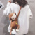 雅悦卡通毛绒斜挎包包女个性可爱小猴子单肩包网红玩偶包 咖啡色