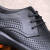 卡堡罗23新款夏季镂空系带休闲皮鞋透气商务牛皮潮鞋男士软底洞洞鞋 黑色(镂空) 38