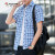 啄木鸟2024新款格子衬衫男士短袖夏季薄款商务休闲帅气衬衣 821-蓝色小格 40/XL