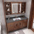 法恩莎现代新中式浴室柜岩板智能红橡木实木开放漆洗脸盆柜洗漱台卫浴柜 160cm 160CM岩板[陶瓷盆]+镜柜