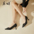床畔（CHUANGPAN）褶面细跟女鞋复古风格小众设计感女士高跟鞋 黑色 38