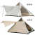 户外露营金字塔自动帐篷便携式野营加厚防雨印第安铝杆尖顶帐 2-4人-卡其色