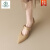 啄木鸟法式白色尖头玛丽珍鞋中跟新款低跟气质细跟单鞋女小跟高跟鞋 米白色 36