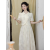 CJUQ古装服装女新中式国风复古盘扣改良套装旗袍两件套半身裙新款2024 米白色 M 96-109斤