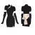 UOSU新中式旗袍设计感蝴蝶结撞色系带连衣裙收腰修身短袖包臀裙子袖套 黑色带袖套 S 建议75-90