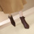 咖谱（KAAXPUWI）法式优雅细跟复古小短靴女秋冬新款棕色尖头时尚蝴蝶结高跟马丁靴 黑色单里 34