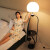 一世一屋现代简约落地灯客厅沙发旁带茶几一体卧室氛围灯北欧立式灯 8029黑色+12瓦暖光玉米泡