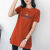 莫代尔夏季新品韩版冰丝宽松女装上衣中长款圆领短袖t恤显瘦印字打底衫 紫红色 XL