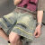 月袖（YUEXIU）美式复古牛仔短裤男夏季薄款小众设计感黄泥裤子高街vibe休闲中裤 KJ999拍下发纯色T恤 S