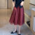 VivaSoli香港潮牌网纱半身裙女夏季2024年新款韩版a字高腰感包臀裙 红色 S