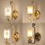 雅玛森新中式全铜壁灯客厅背景墙中国风现代走廊过道卧室床头灯特价T003 T018-1B 全铜壁灯