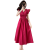 PKTH法式火龙果色连衣裙女夏季2024新款感气质收腰显瘦长裙子 火 S