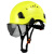 防砸工地安全帽带护目镜新国标建筑劳保透气救援盔印字 萤光黄色帽+茶镜