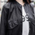 拉夏贝尔短款皮衣外套女2024春秋装新款韩版显瘦矮个子PU皮夹克棒球服上衣 黑色 M