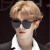 DJKD时尚墨镜女男同款太阳镜遮阳镜显瘦眼镜素颜神器腮红眼镜自带妆感 竖条-黑色