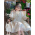 迪士尼（Disney）春装新中式公主裙女童连衣裙春秋款2024新款裙子儿童汉服唐装国风 白色 120cm